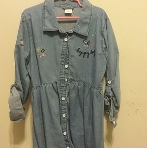 Denim dress with cute designs on it